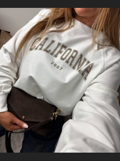 Bawełniana bluza z napisem CALIFORNIA w kolorze śmietankowym